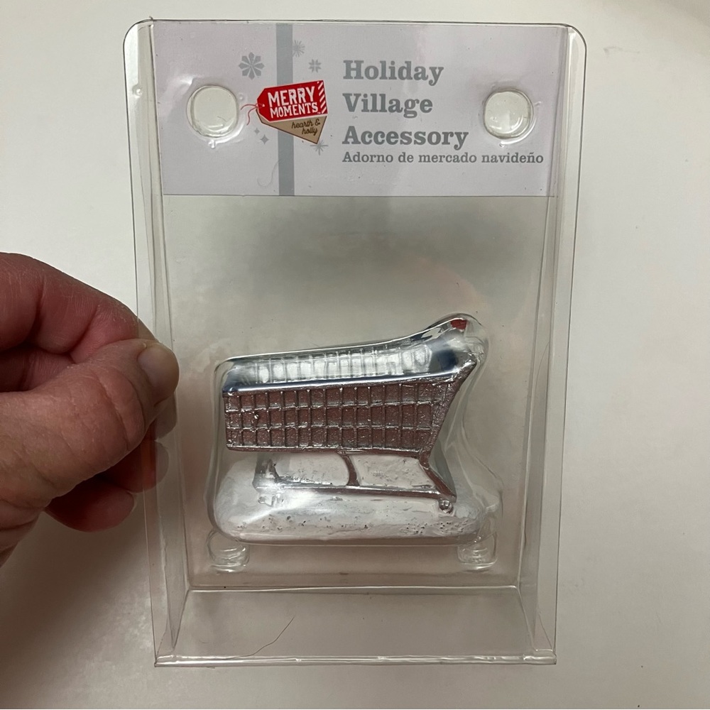 2023 ALDI Grocery Shopping Cart Christmas Snow Village Accessory Merry Moments